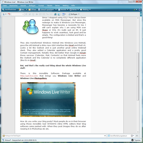 Windows Live Writer Screenshot