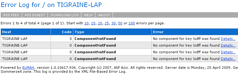 Error log